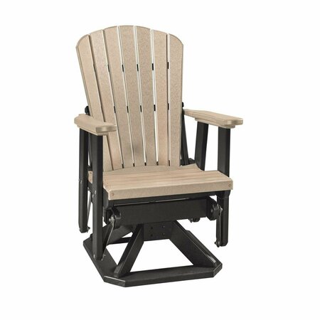 INVERNACULO Os Home & Office Model Fan Back Swivel Glider Weatherwood Chair with Black Base, Grey IN2752951